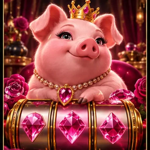 Illustratieve spelkaart met roze spaarvarken