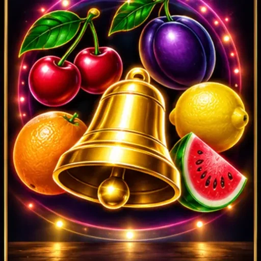 Illustratieve spelkaart met fruit en gouden bel