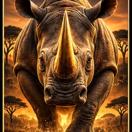 Illustratieve spelkaart met neushoorn