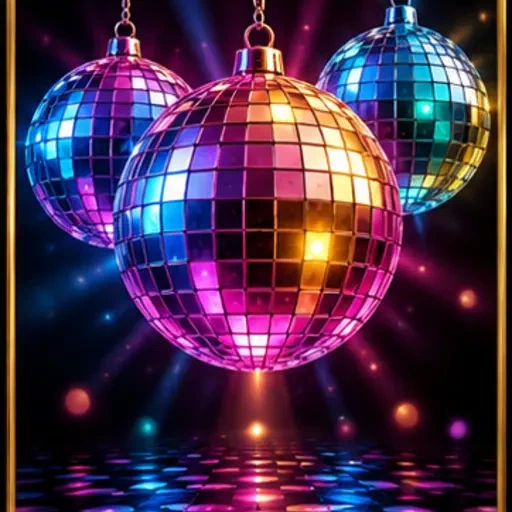 Illustratieve spelkaart met discoballen